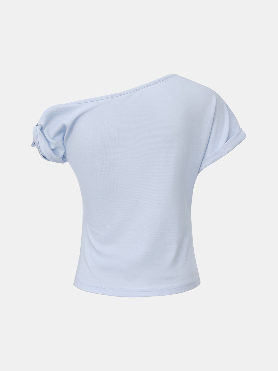 Ruched Boat Neck Top