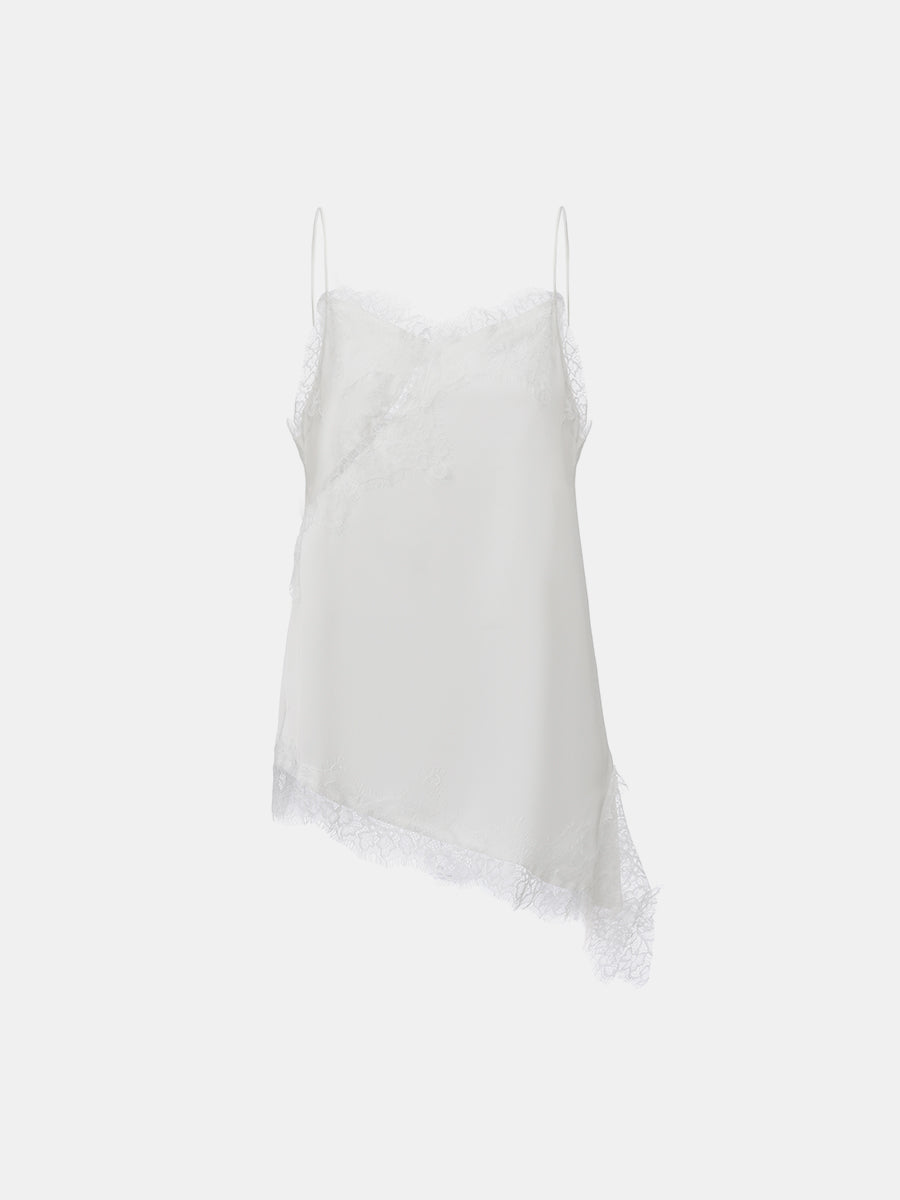 Lace-Trimmed Asymmetric Camisole Top