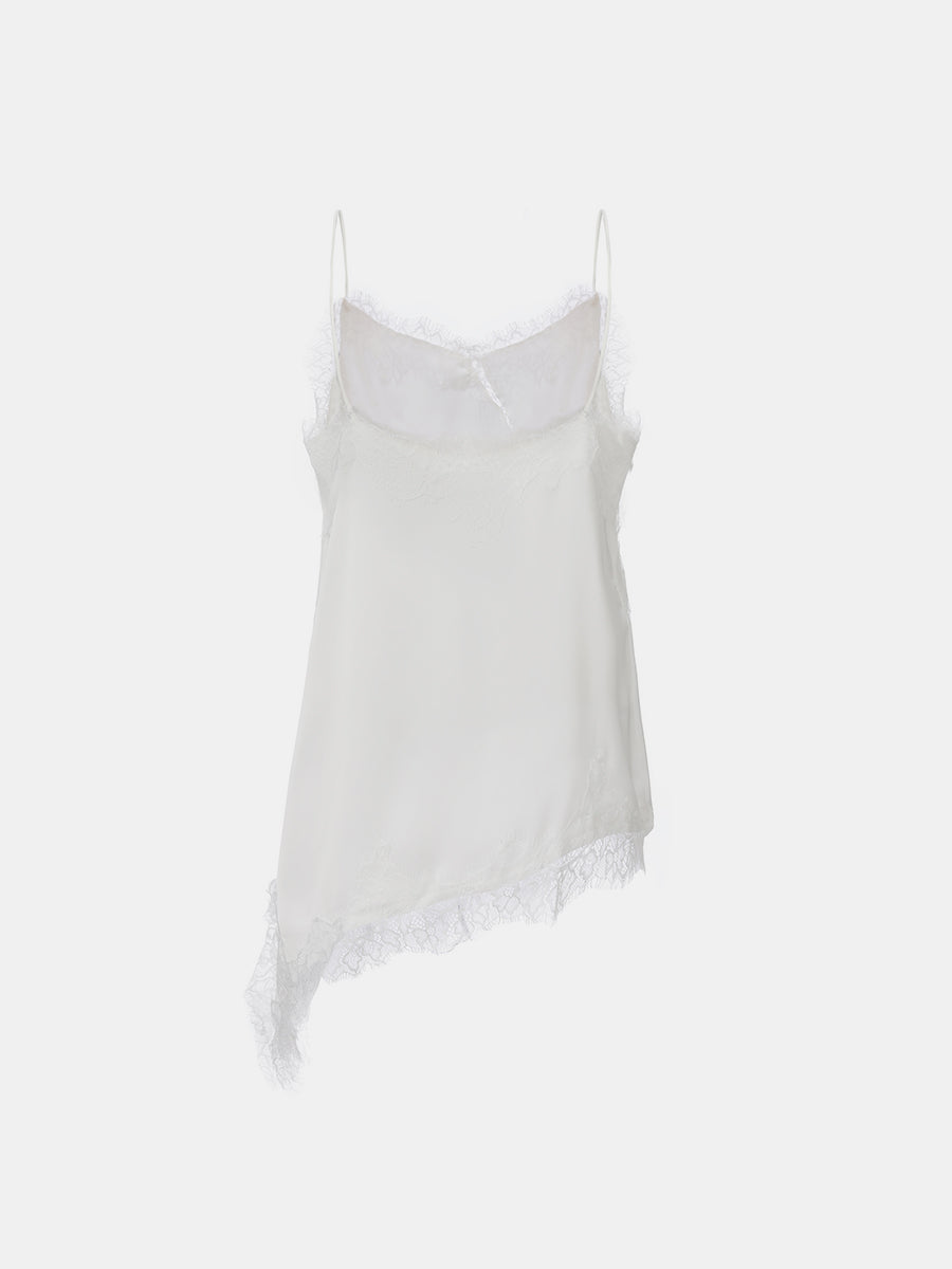 Lace-Trimmed Asymmetric Camisole Top