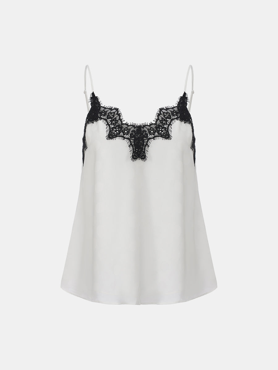 Lace-Trimmed Polka Dot Camisole