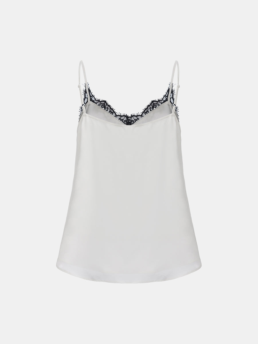 Lace-Trimmed Polka Dot Camisole