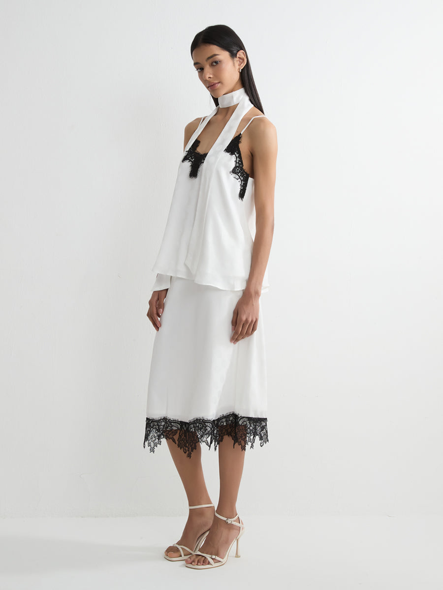 Lace-Trimmed Polka Dot Camisole