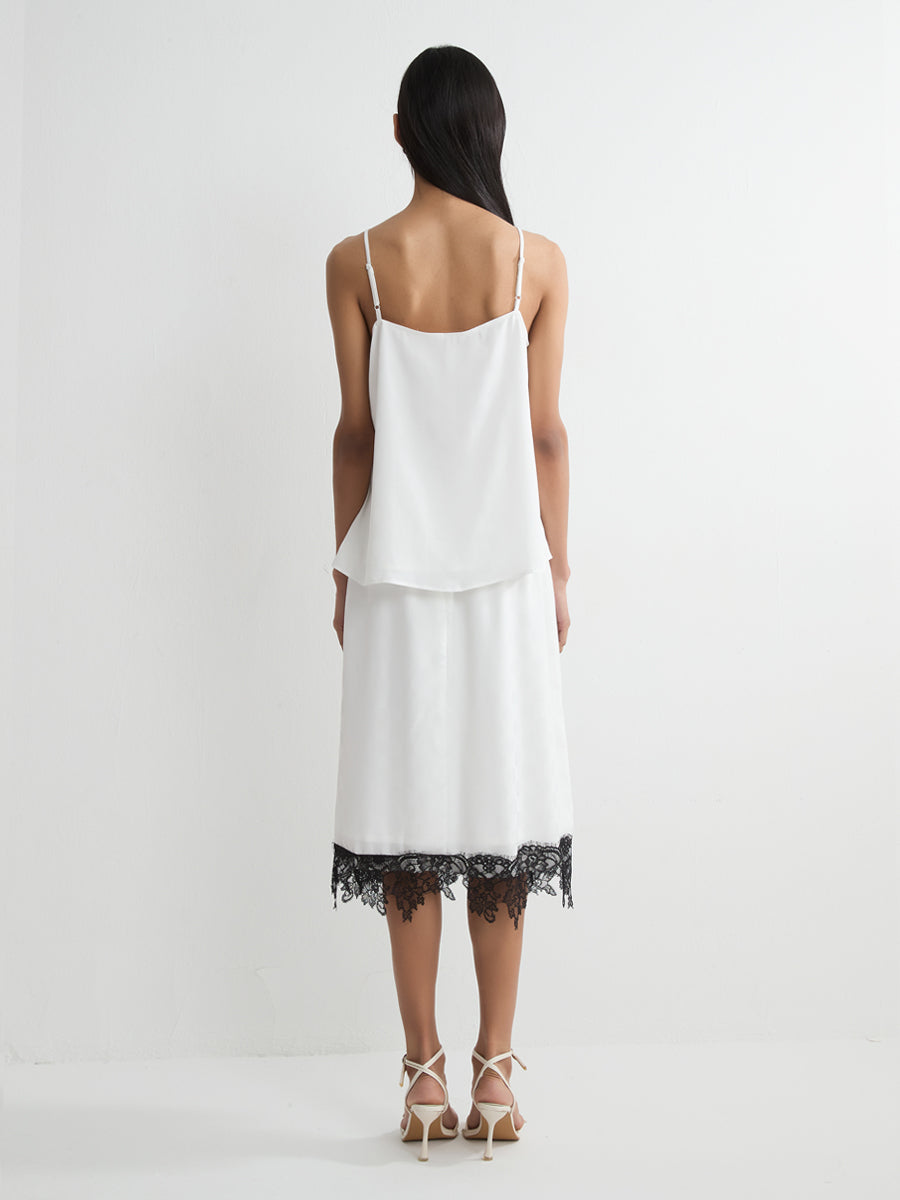 Lace-Trimmed Polka Dot Camisole