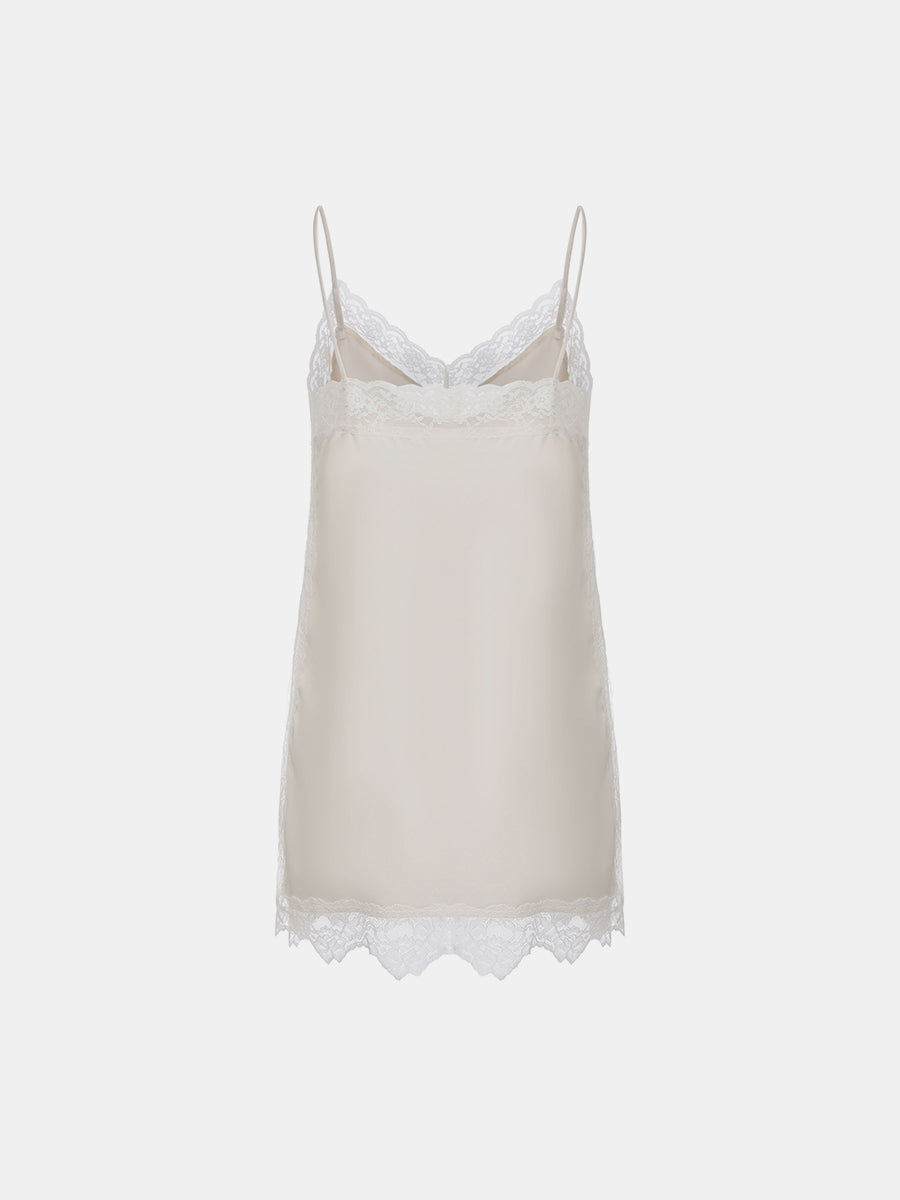 Lace-Trimmed Satin Camisole Top