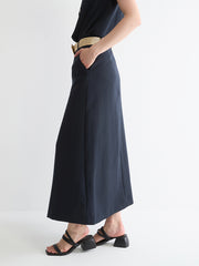 Lyocell A-Line Midi Skirt