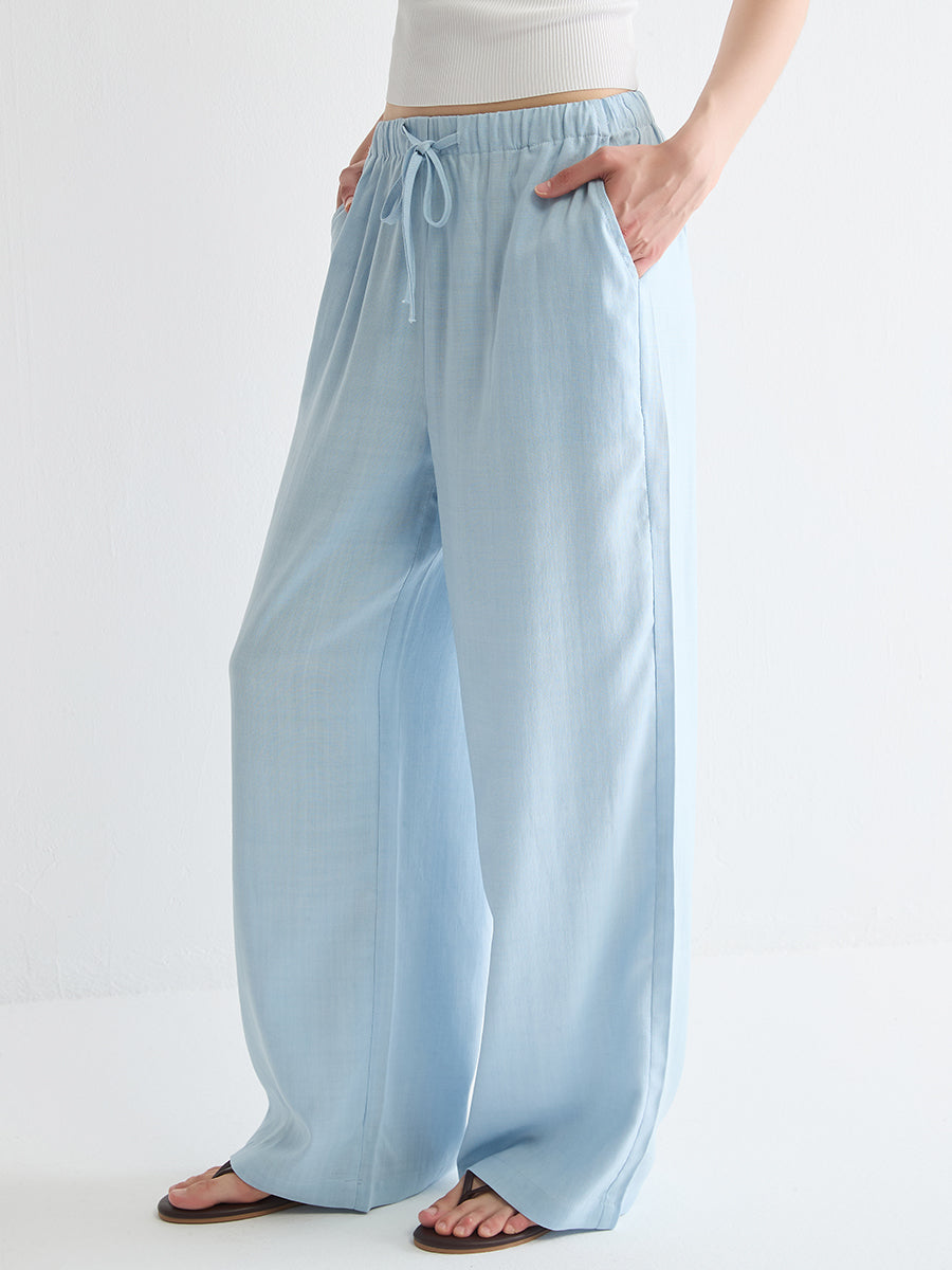 Mid-Rise Wide-Leg Linen Pant