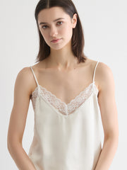Lace-Trimmed Satin Camisole Top