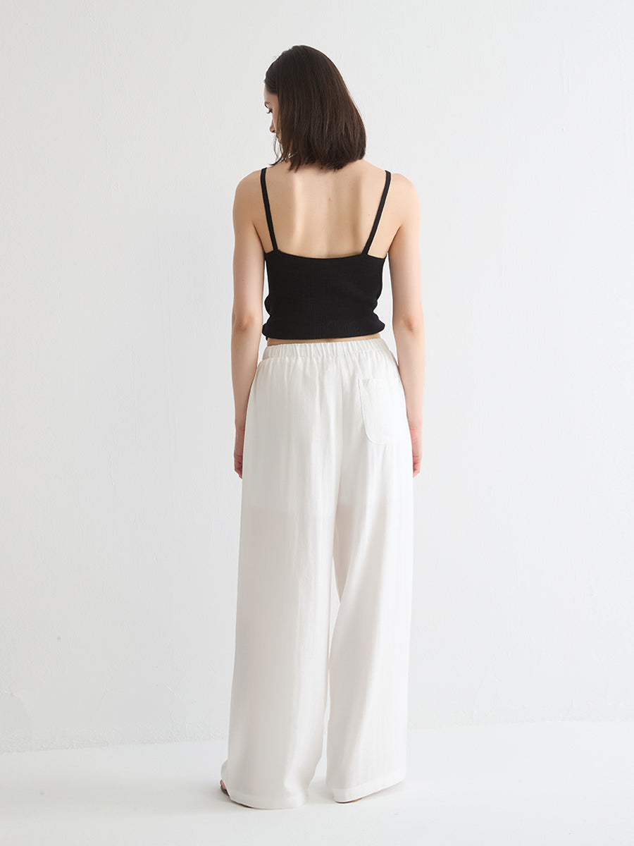Mid-Rise Wide-Leg Linen Pant